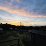 Early morning view over a holiday park with caravans