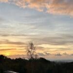 Beautiful sunrise over a holiday park