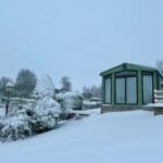 winter wonderland view of a holiday park
