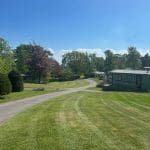 Freshly mowed lawns and pathway at Warren Forest Park