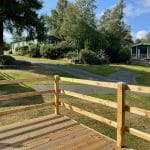 Scenic view from a wooden deck at Warren Forest Park